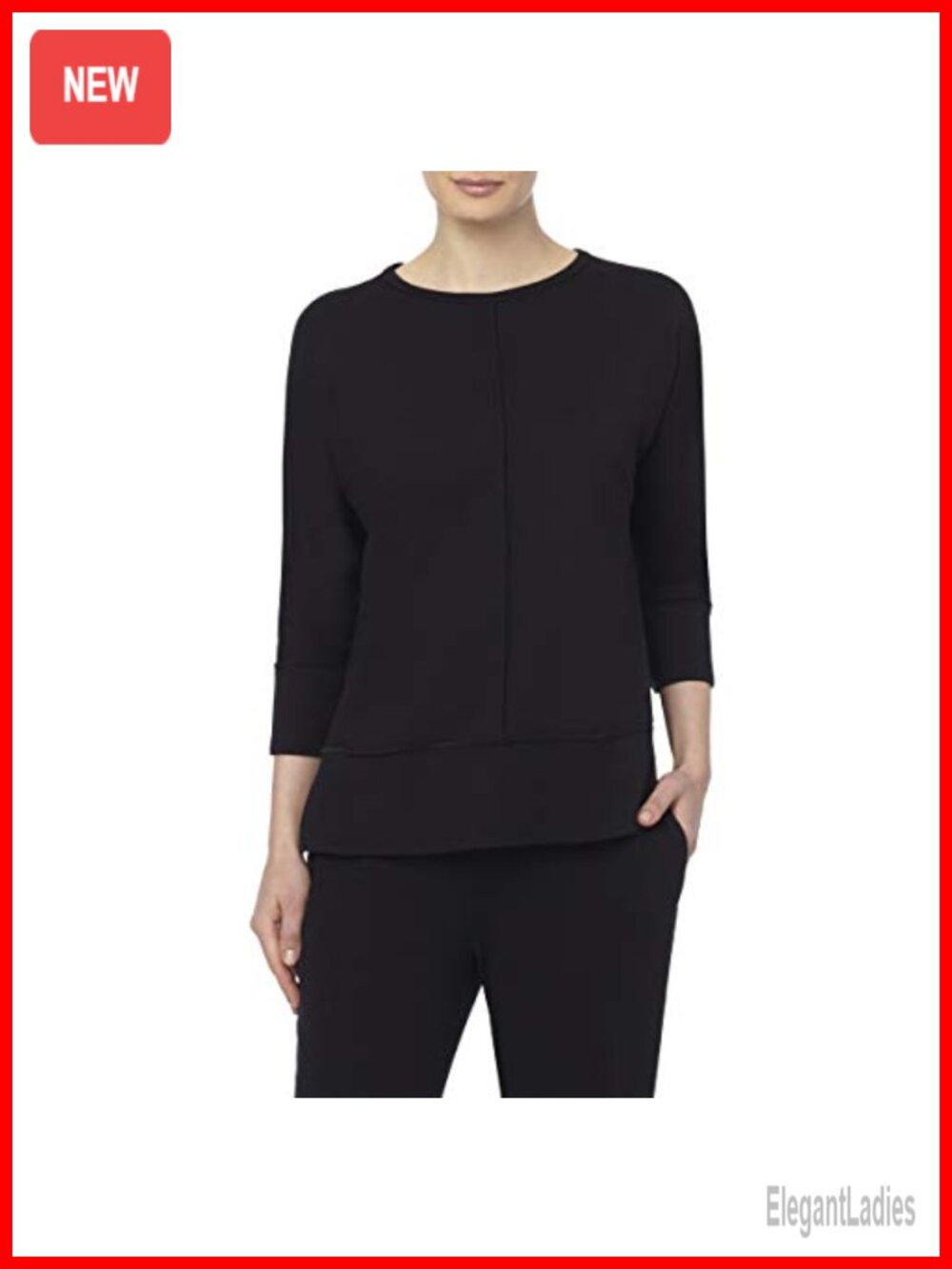 Womens 3/4 Sleeve Dolman Knit Tunic Top Boat Neck Pullover